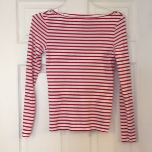 Gap long sleeve red & white striped shirt S